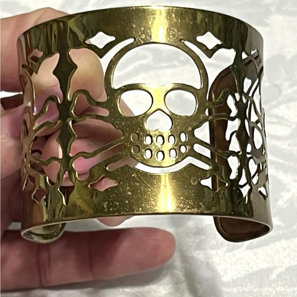 Brass Skull Cutout Cuff Bracelet by Bisjoux